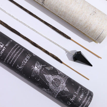 Encens de sortilège de sorcière ancienne - Succès - Pendule en obsidienne noire