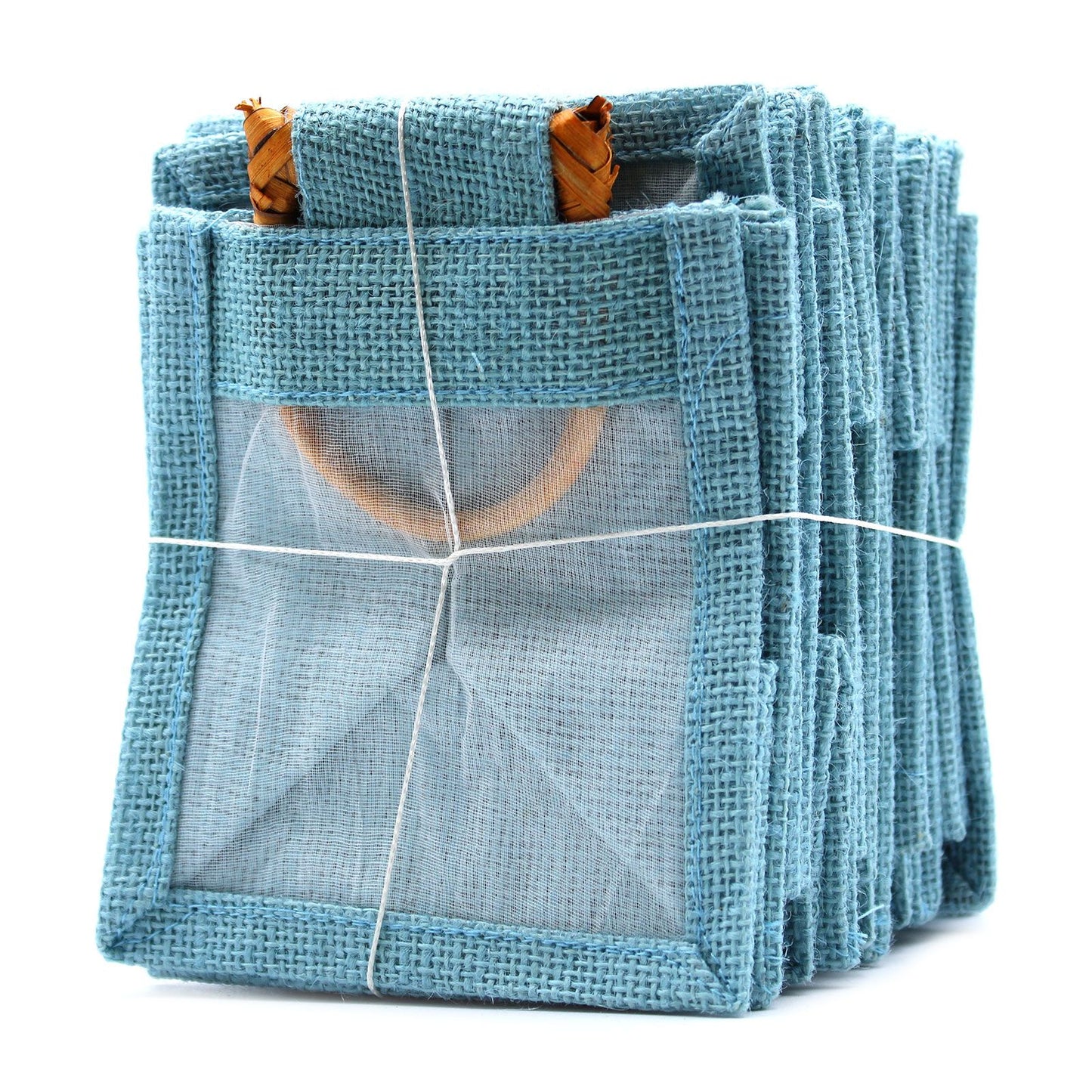 Bolsa de regalo con ventana de algodón y yute puro - 1 Venana