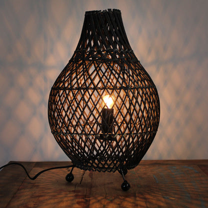 Lampara de Mesa de Ratán - Marrón Oscuro