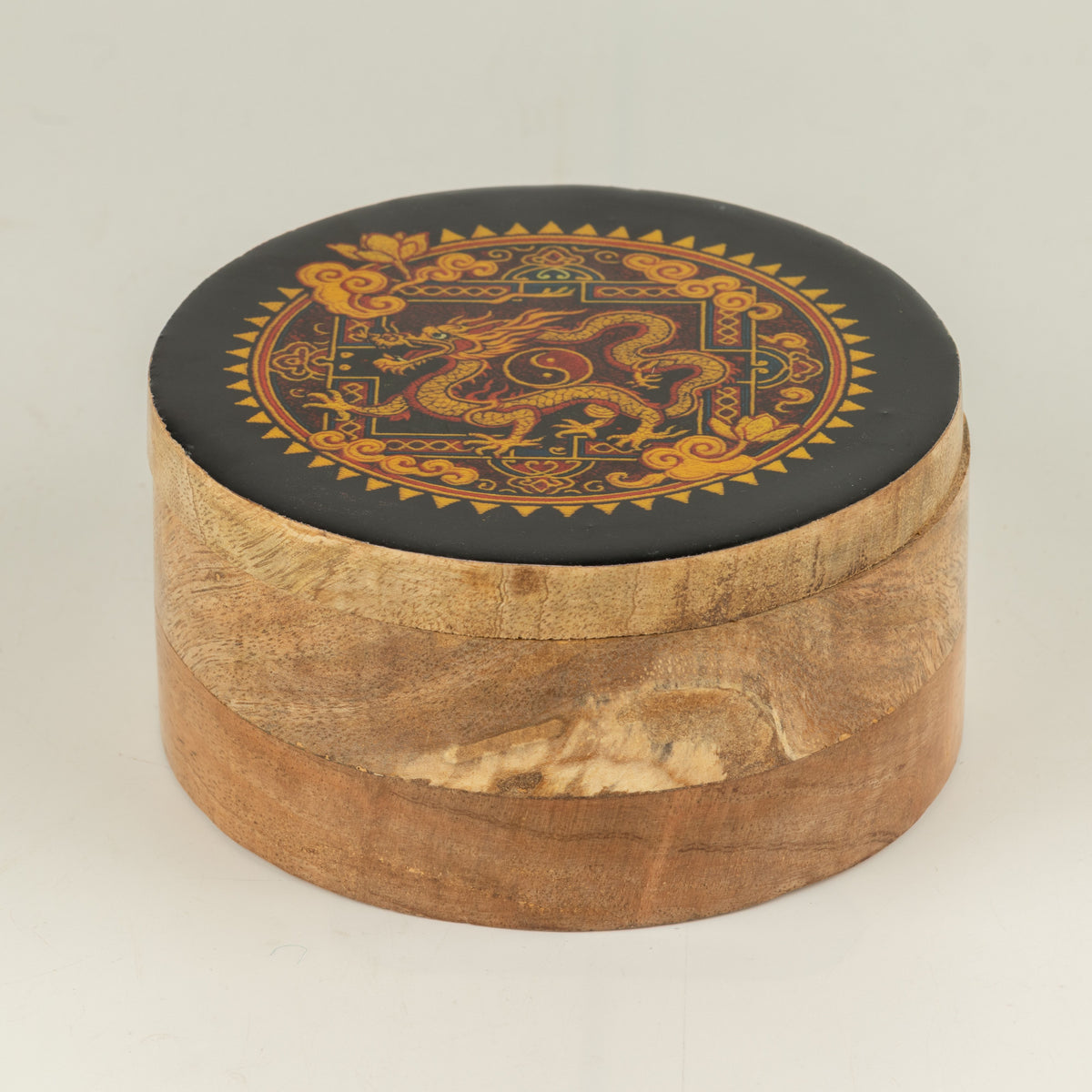 Caja esmaltada redonda - Dragón Yin Yang