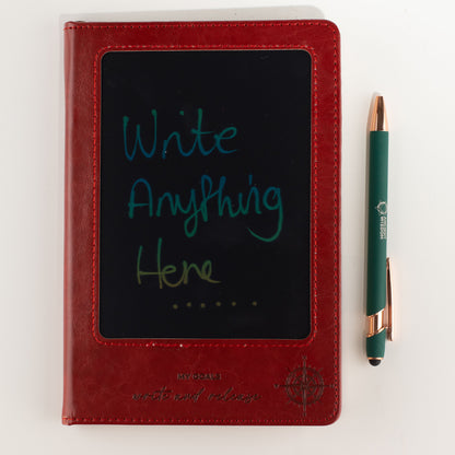 Cuaderno de intenciones A5 - Pantalla LCD borrable - Efecto cuero rojo - 80 hojas