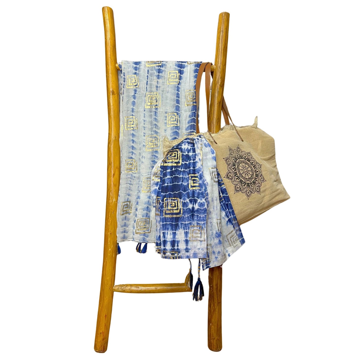 Collection Nomad : sarong méditerranéen, tie-dye bleu et imprimé