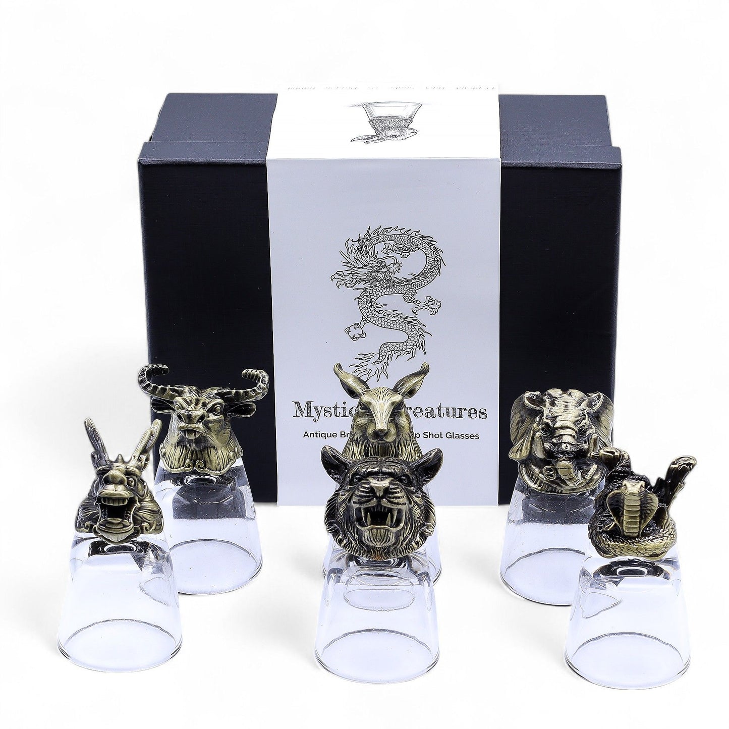 Geschenkset mit 6 Schnapsgläsern (50 ml) - Wild Forest Creatures - Antik Bronze