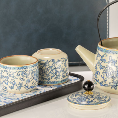 Conjunto de tetera de viaje y dos tazas - China Ru Azul