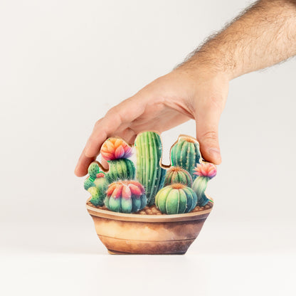 Plantas decorativas de madera - Mini jardín de cactus