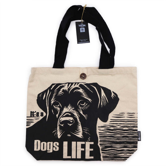 Kultige Basic-Tragetasche – It's a Dog's Life – Weiß 10 oz (36 x 43 x 10 cm)