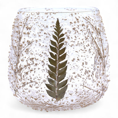 Bougeoir droit en verre floral naturel - Pin (10x9cm)