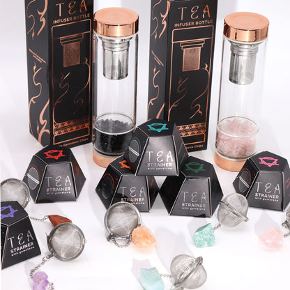 Colador de té de piedras preciosas de cristal crudo - Ojo de tigre dorado