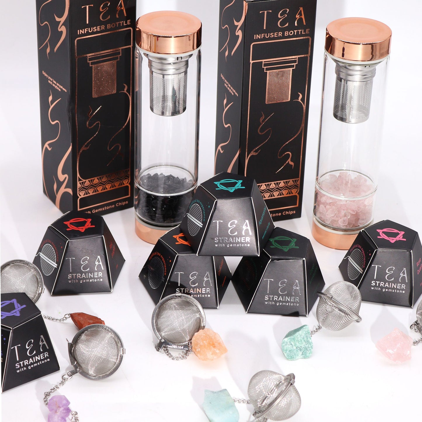 Colador de té de piedras preciosas de cristal crudo - Racimo de amatista