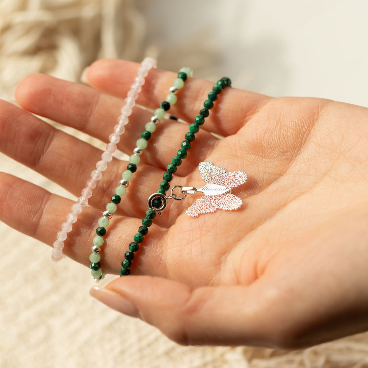 Conjunto de pulseras de gemas del Espíritu de Ninfa - Espíritu del Bosque