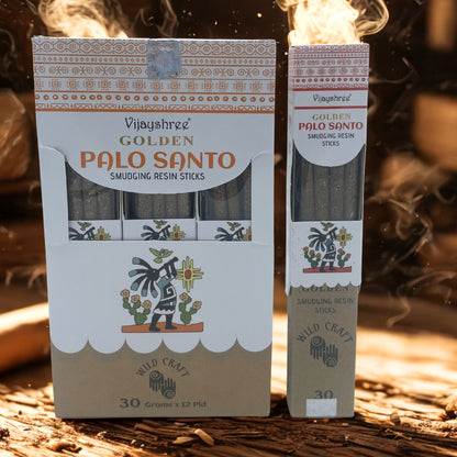 Varillas de resina para difuminar Palo Santo dorado de 30 g (6 unidades)