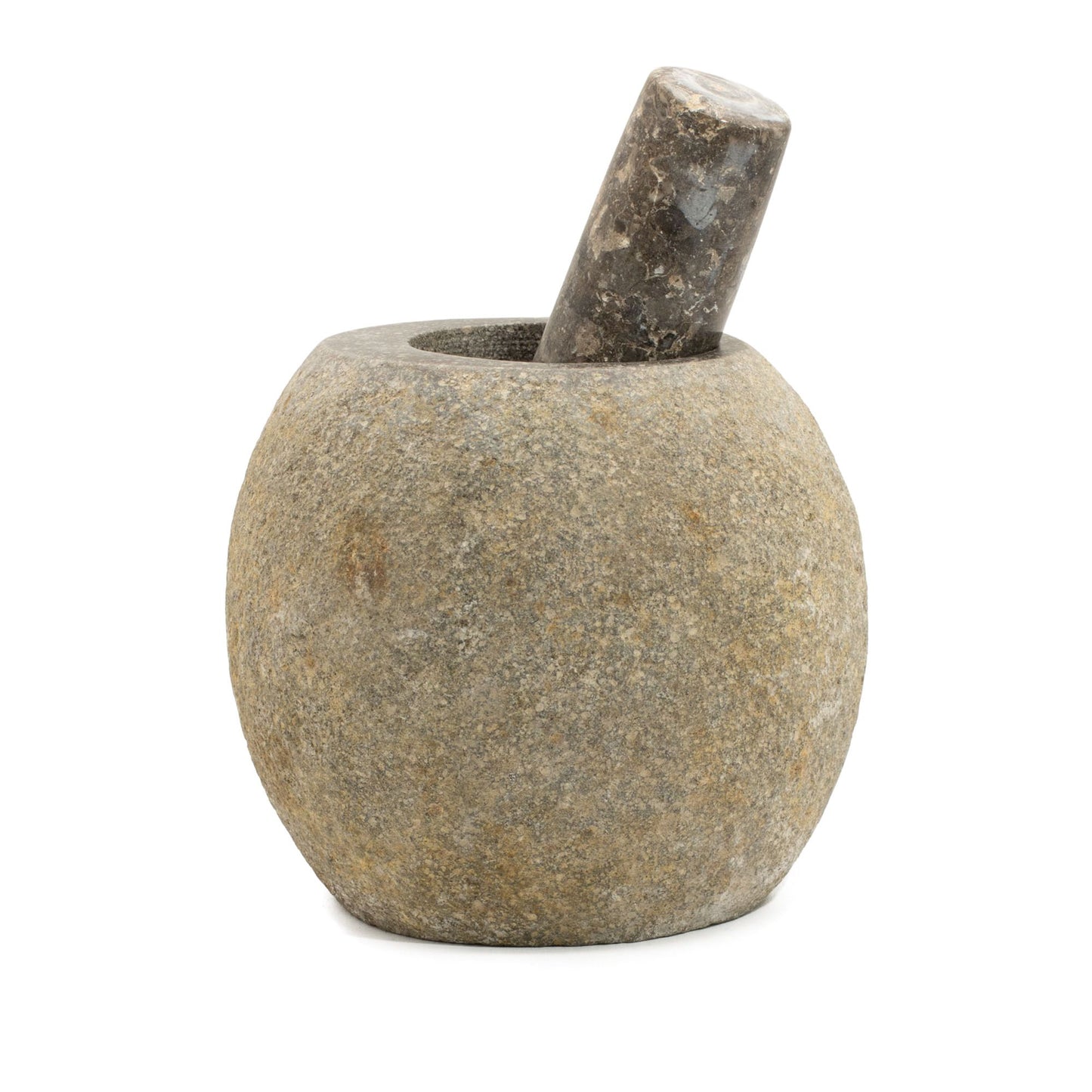 Mortier et pilon décoratifs en pierre de rivière naturelle – grande taille (env. 15x12 cm)
