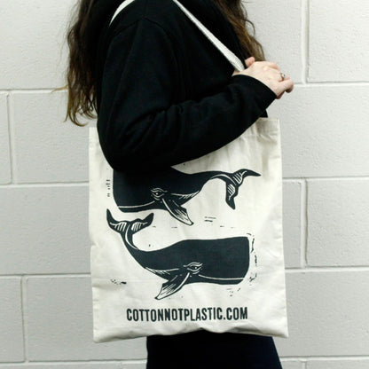 Bolsa Algodón Natural 6oz Ballenas 38x42cm
