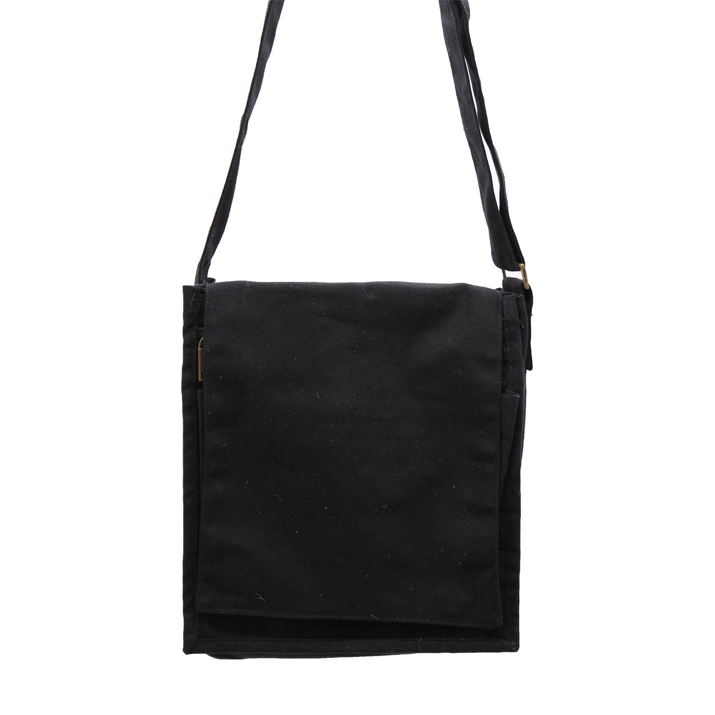 Bolso mensajero de lona de algodón - Negro