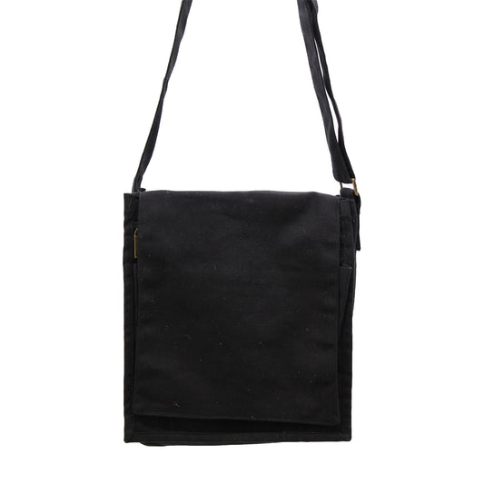Bolso mensajero de lona de algodón - Negro