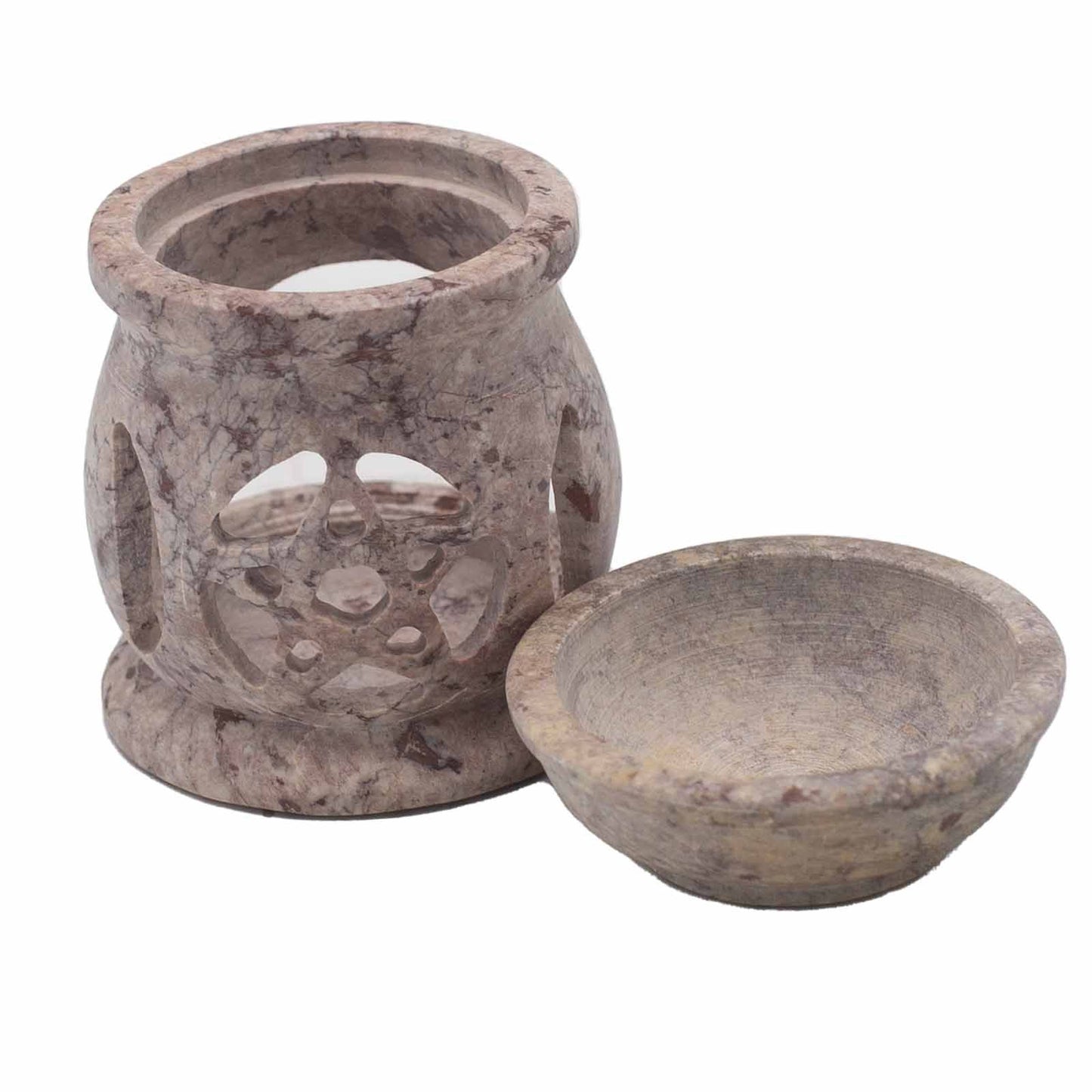 Petit brûle-parfum en pierre ollaire 8 cm - Pentagone Trois Lunes