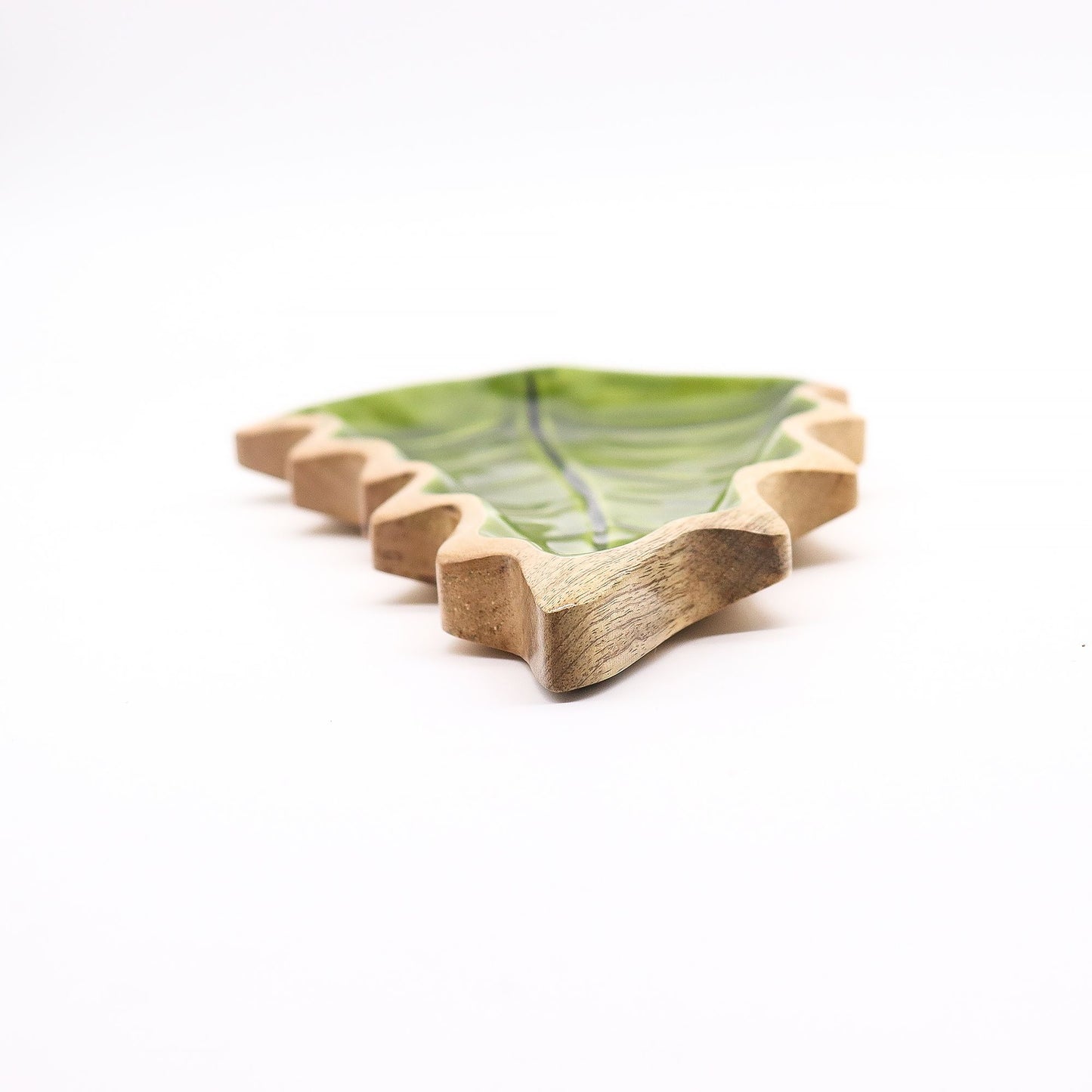 Lost in the Woods - Holzschale mit glasierten Blättern - 33 x 17 cm