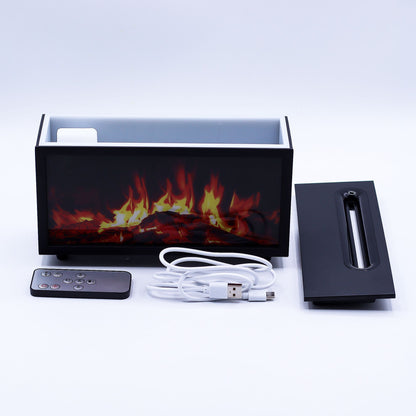 Aromadiffusor mit Flammeneffekt und Vogelgeräuschen – Schwarz, USB – Farbwechsel