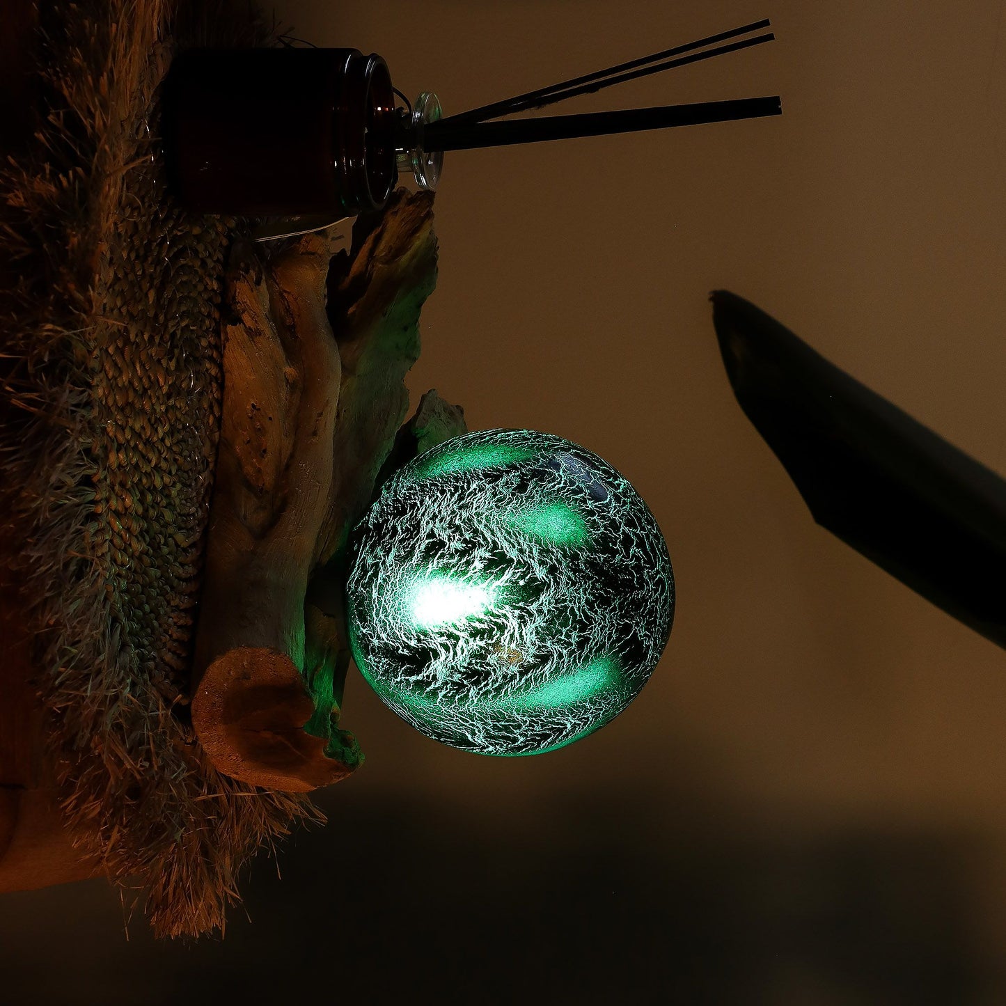 Lampe de table à finition craquelée - Vert émeraude