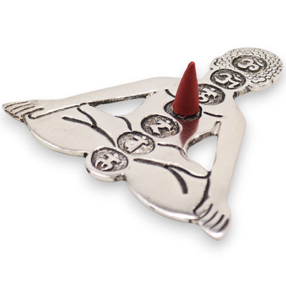 Porte-encens Yoga Seven Chakras en aluminium poli 12 x 12 cm
