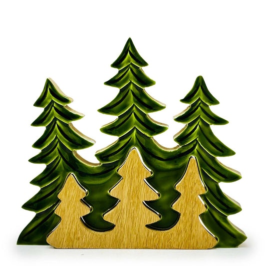Perdu dans les bois - Décoration en bois 3D Trois arbres - 20 x 23 cm
