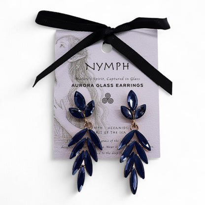 Azul Real - Vidrio Vintage - Caída Larga - Pendientes