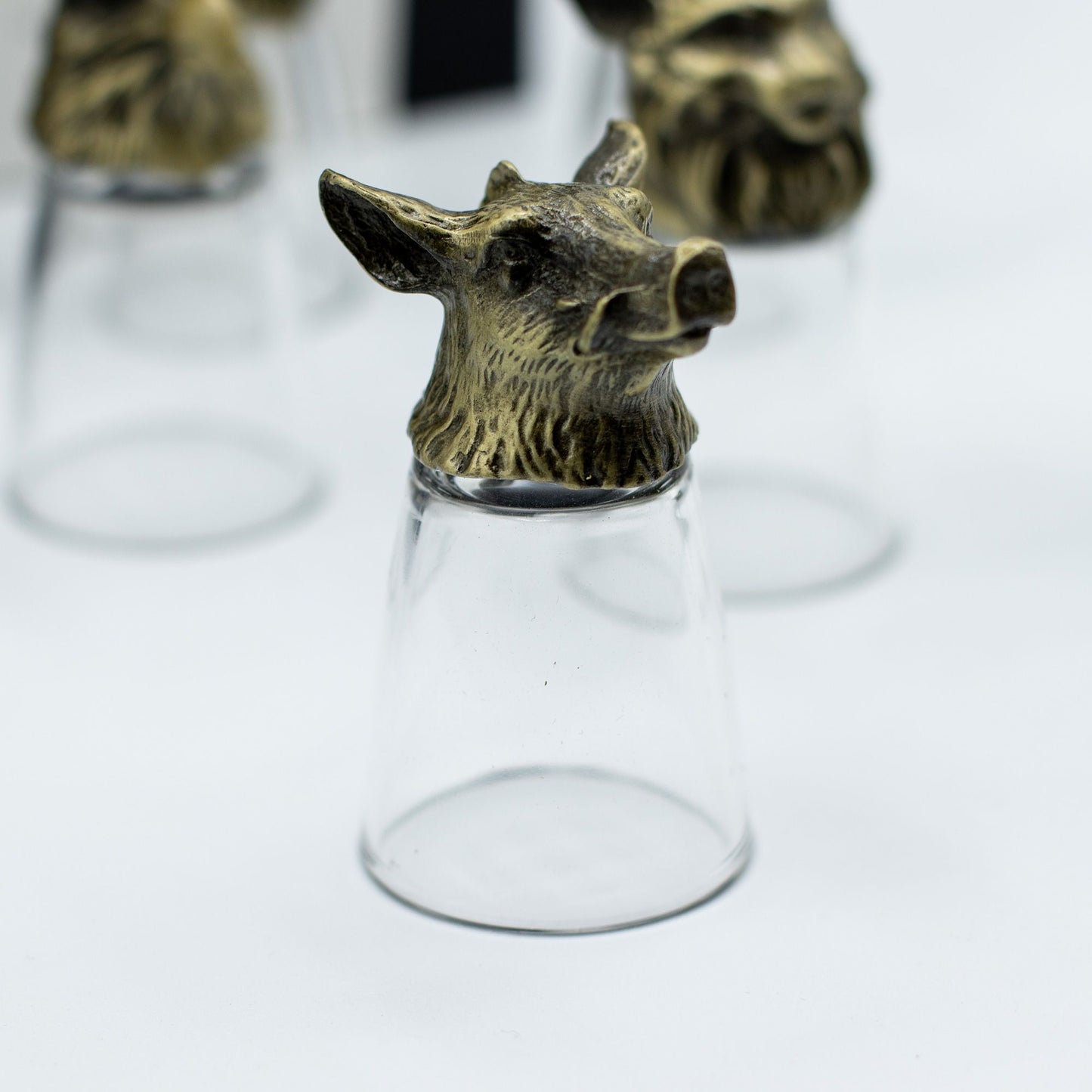 Coffret cadeau de 12 verres à liqueur Bottom Up (25 ml) - Forêt et créatures mystiques - Bronze antique