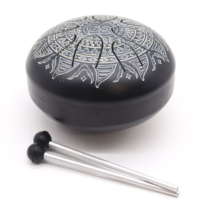 Tambor Om Mandala Grabado - 16cm