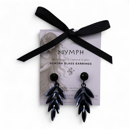 Boucles d'oreilles longues en cristal vintage noir de jais