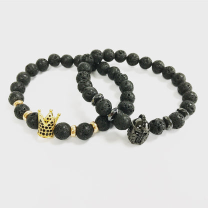Pulsera Corona Cristal Ágata Negra