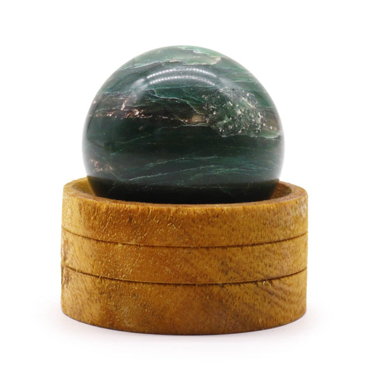 50 mm Edelstein-Kristallkugel – Indische Jade mit Ständer