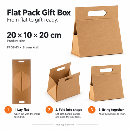 Caja de regalo plana - Caja de mano grande (28x12.5x26cm) - Negro