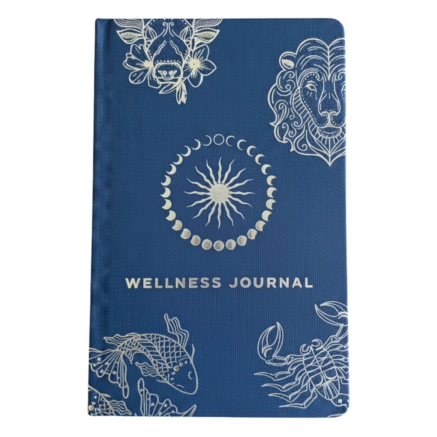 Mitternachtsblaues Wellness-Tagebuch – 120 Seiten – Silbernes Sternzeichen