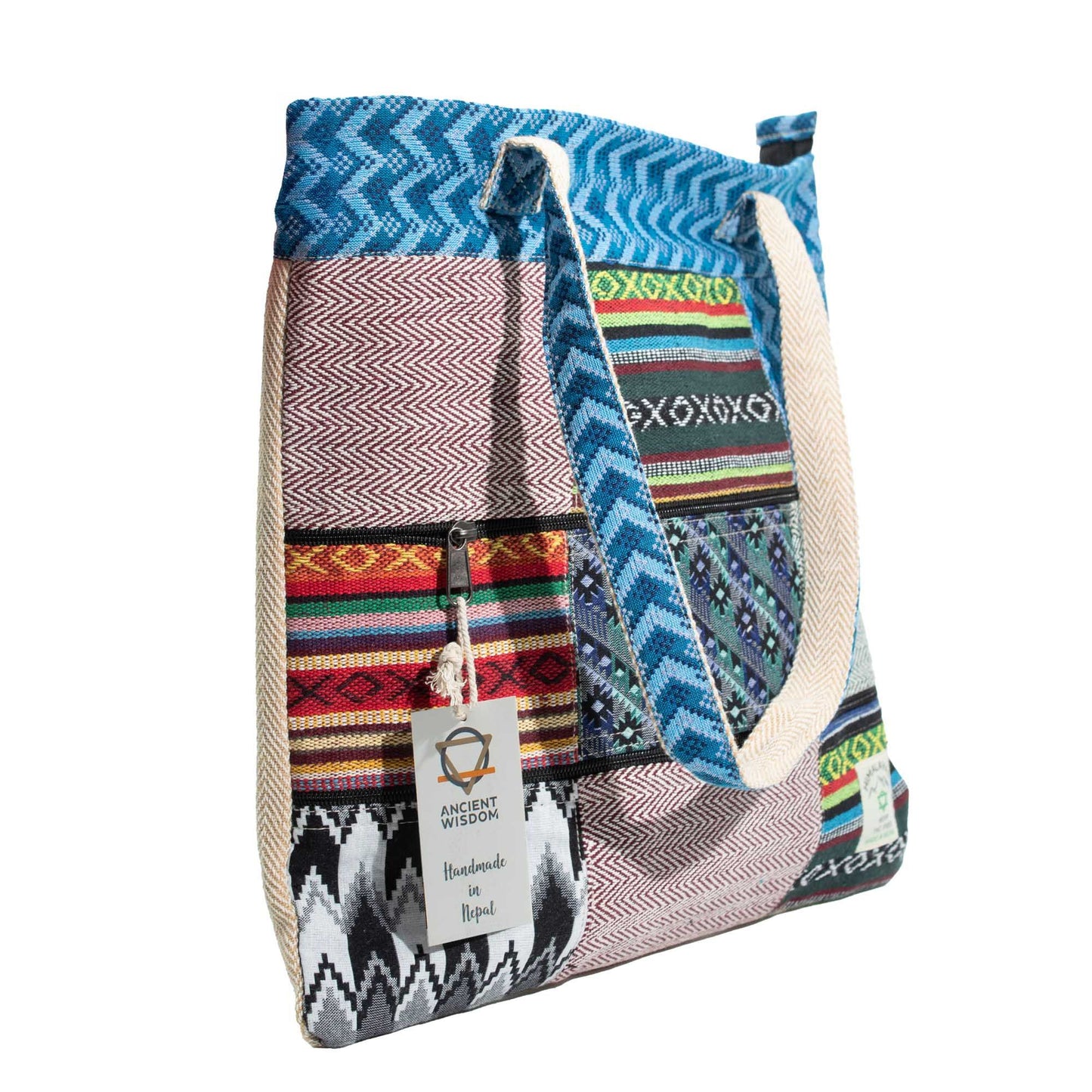 Sac fourre-tout Patchwork de Katmandou - Motif Dhaka (37x38 cm)