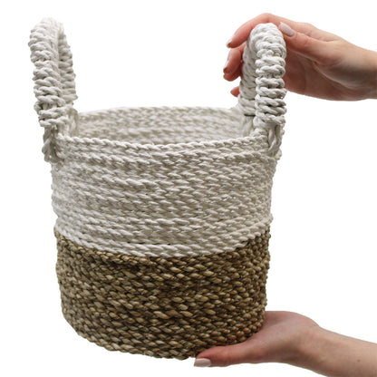 Juego de cestas de algas marinas - Gris / Natural / Blanco