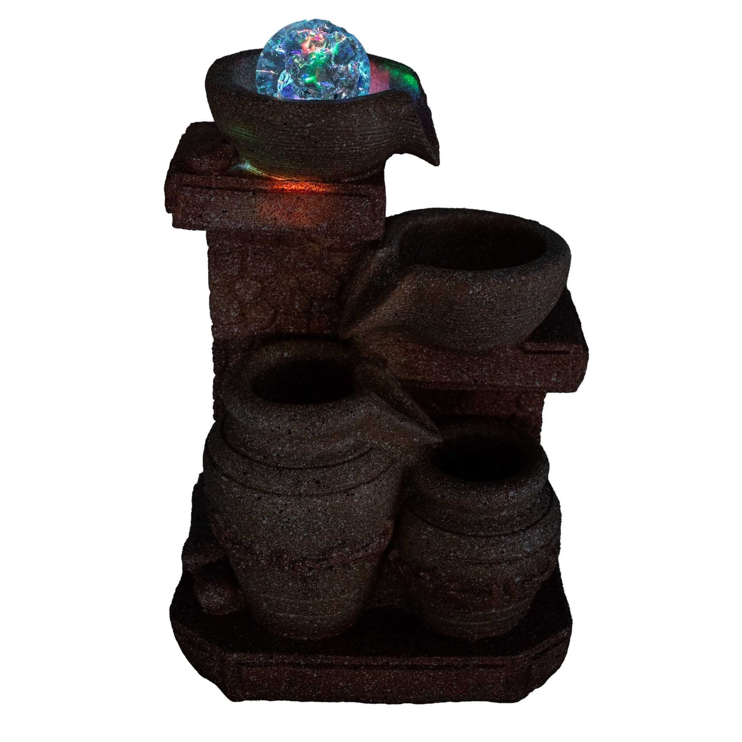 Tischbrunnen - 19x14x27cm - Kaskaden-Töpfe, mediterraner Stil