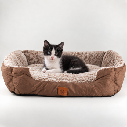 PAW Bed – Oso de peluche marrón pequeño – 60 × 45 × 17 cm