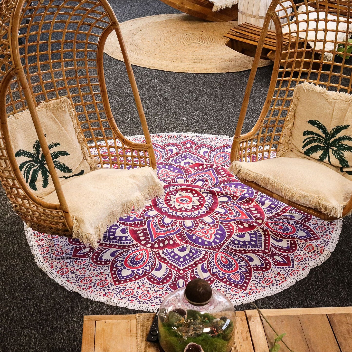 Grand mandala rond (180 cm) - Rose et violet