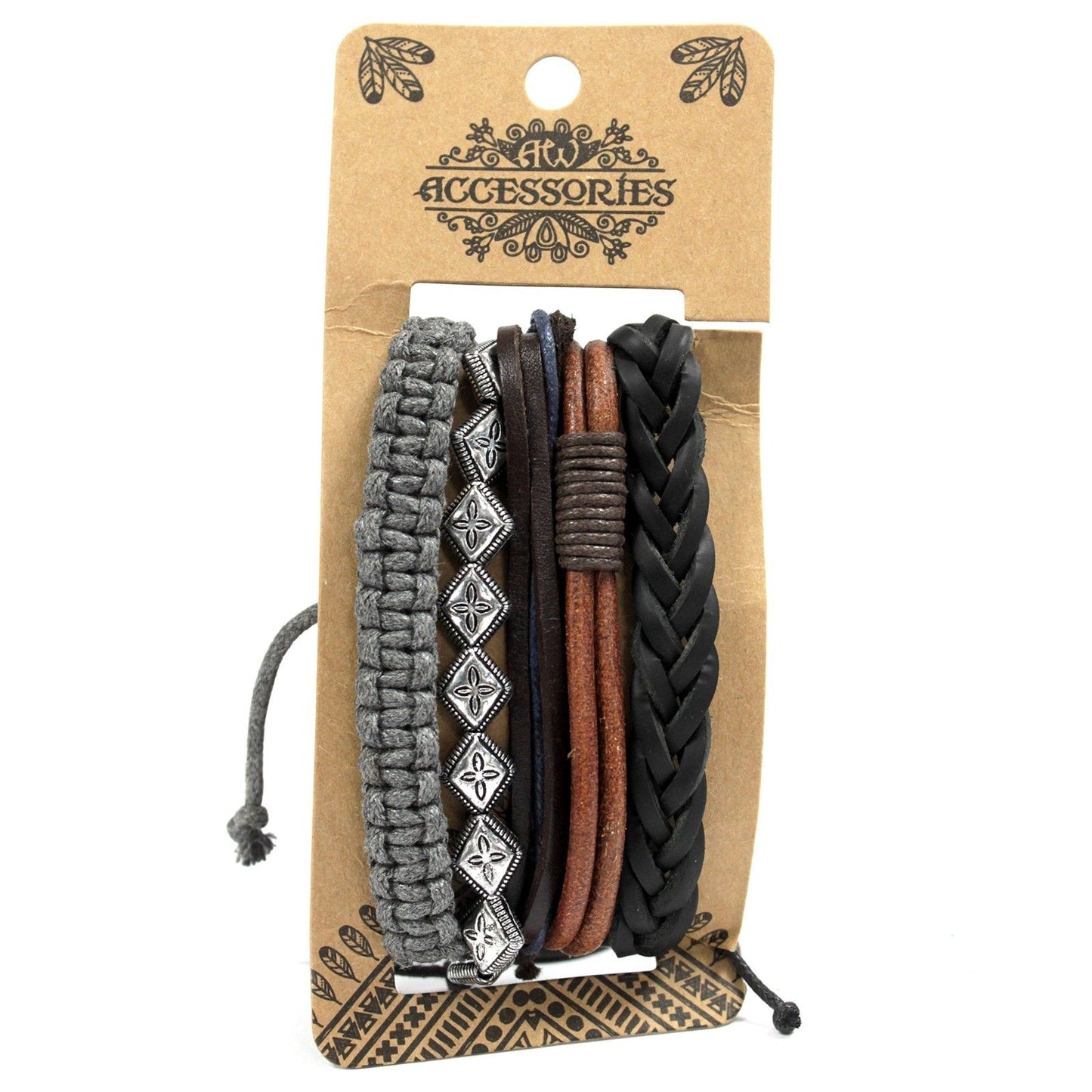 Herrenarmband – Metall und Leder (zufällige Farbe)