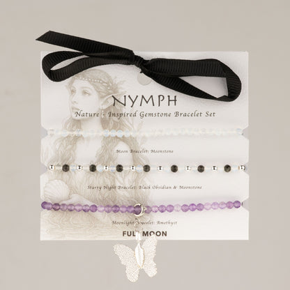 Conjunto de pulseras con piedras preciosas de ninfa espiritual - Luna llena