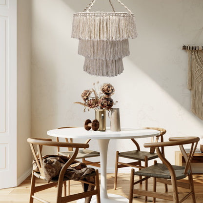 Lustre en macramé doux - Naturel
