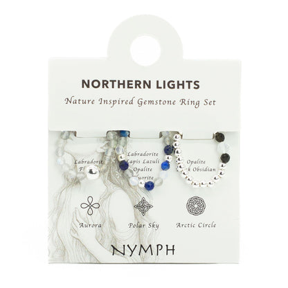 Ring-Set mit Nymphengeist-Edelstein – Nordlichter