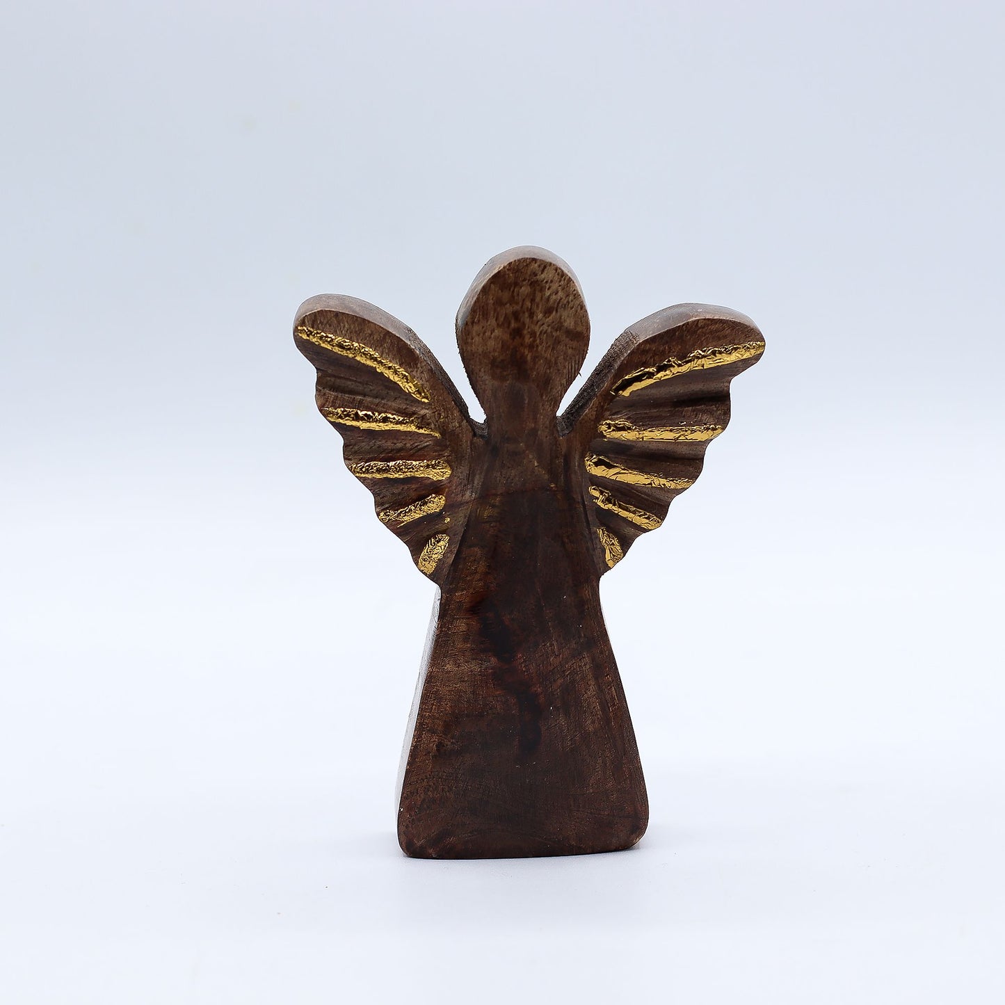 Ángel pequeño de madera de mango - Decoración dorada - 12 cm