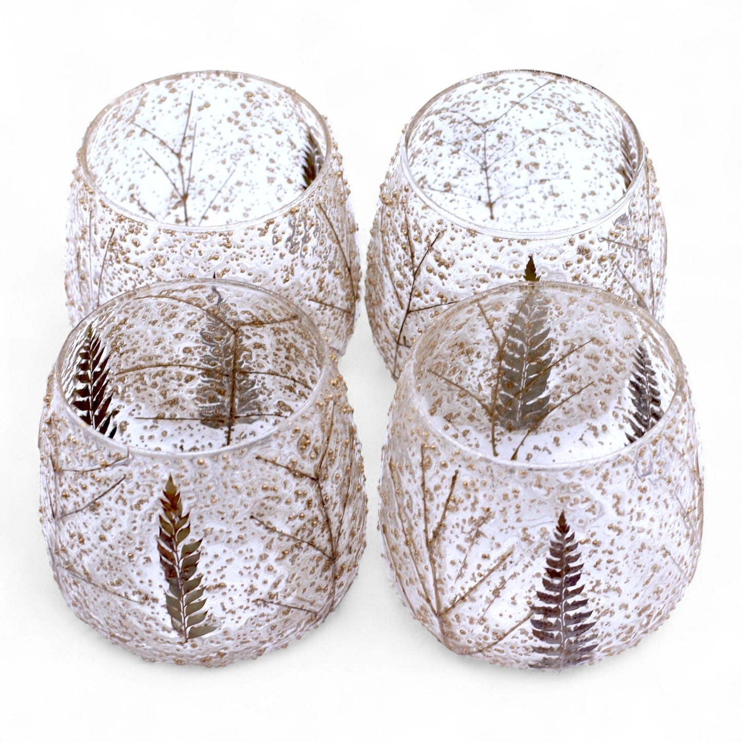 Bougeoir droit en verre floral naturel - Pin (10x9cm)