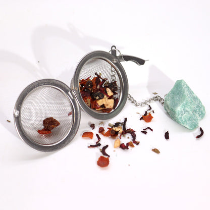 Colador de té de piedras preciosas de cristal crudo - Obsidiana negra