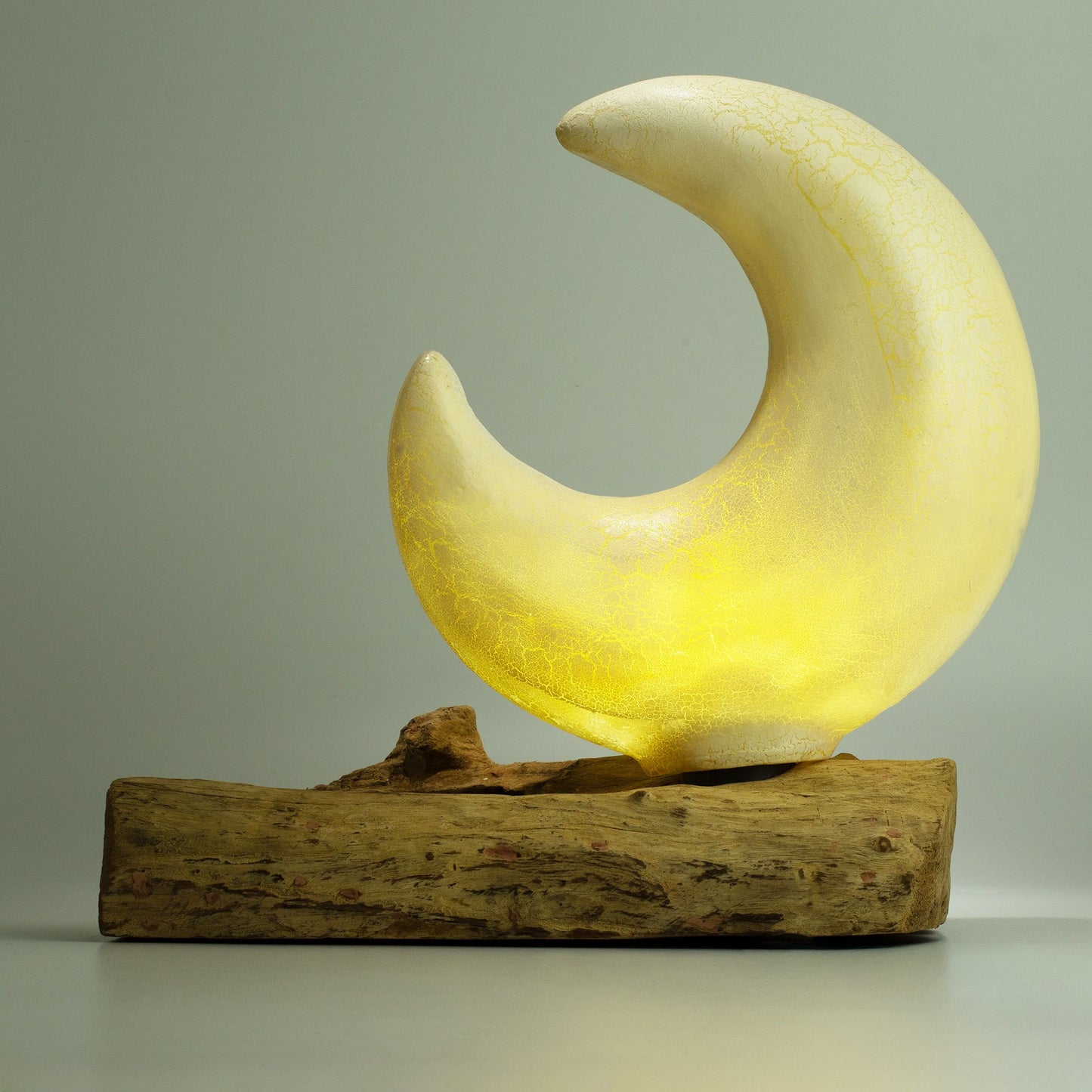 Lampe de table avec abat-jour demi-lune craquelé – Gris