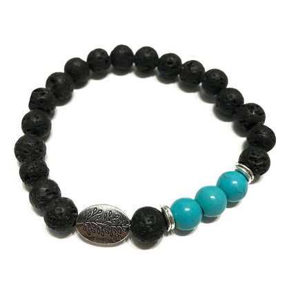 Lavastein Armband - Blatt - Türkis