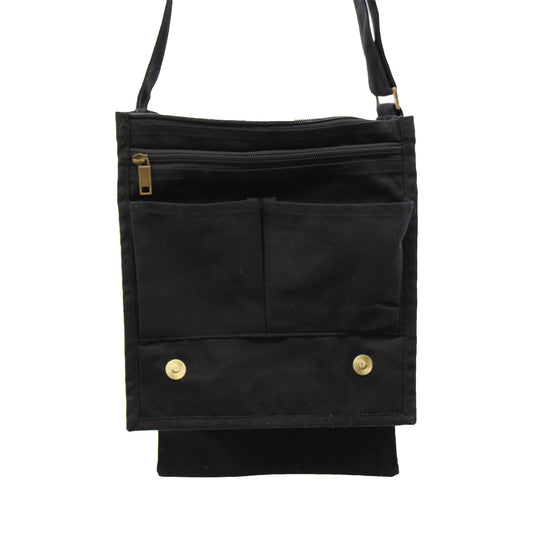 Bolso mensajero de lona de algodón - Negro