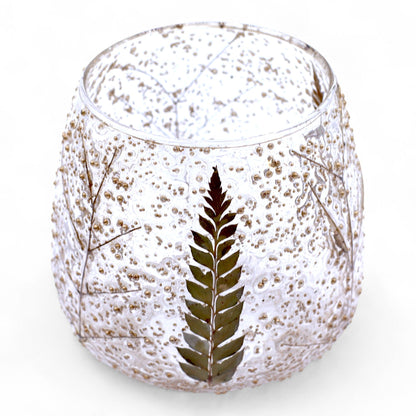 Bougeoir droit en verre floral naturel - Pin (10x9cm)