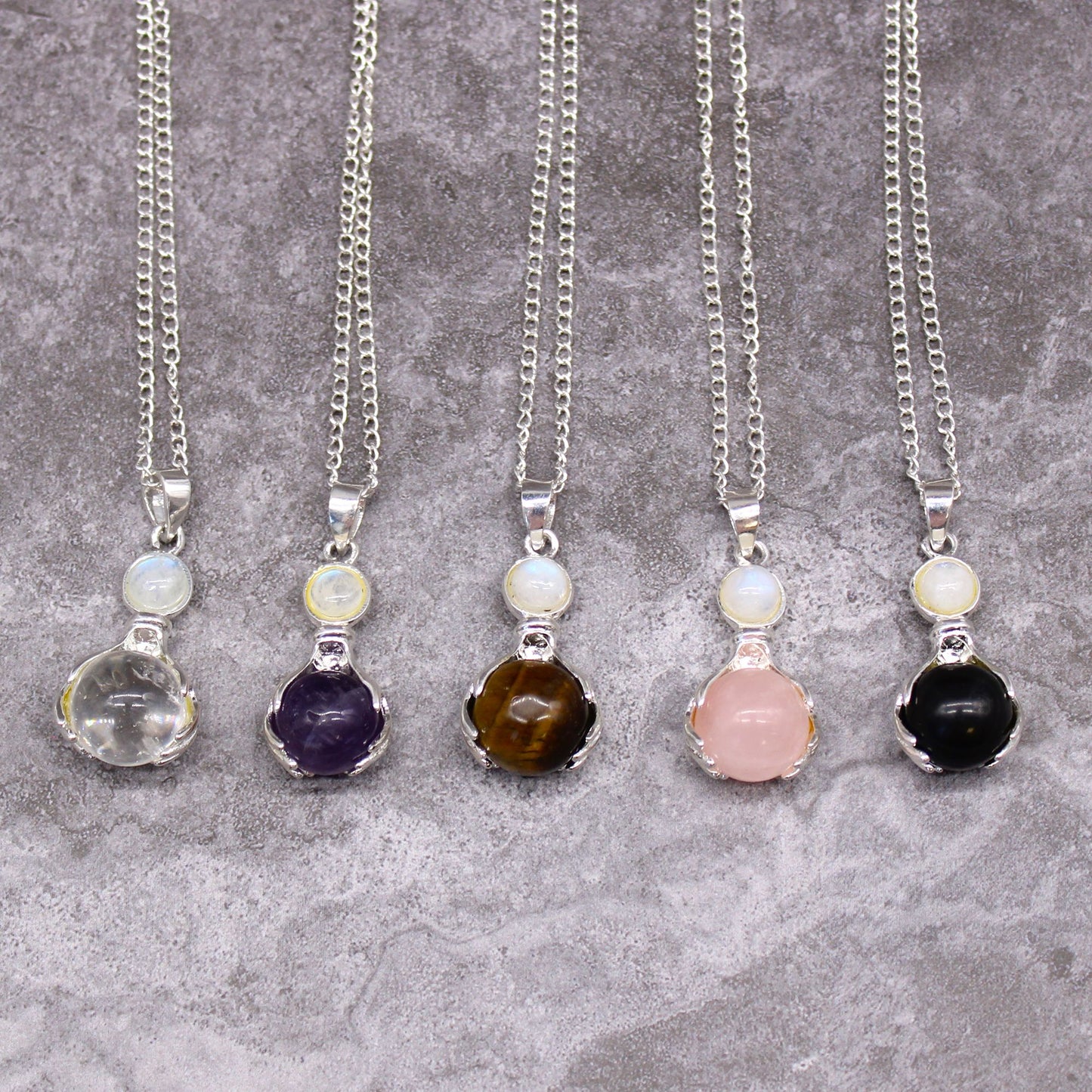 Colgante de Manos Curativas de Piedras Preciosas - Cuarzo Rosa